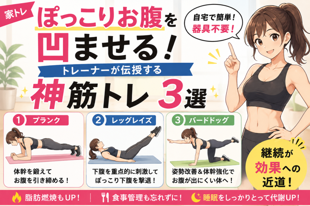 【家トレ】お腹を凹ませる!神筋トレ3選