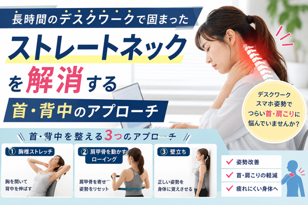 長時間のデスクワークで固まった「ストレートネック」を解消!